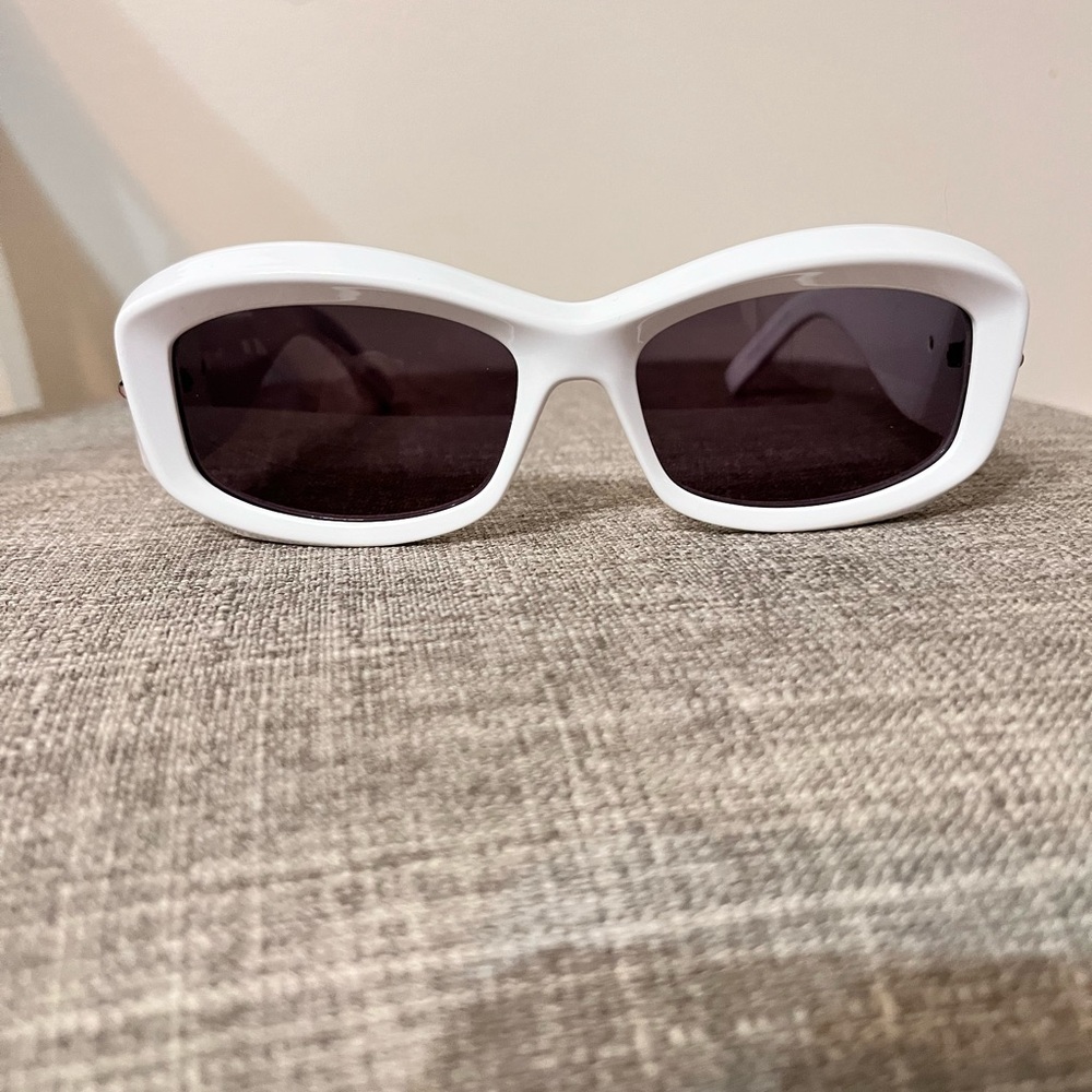 Givenchy White Frame Black Lens Oval Sunglasses
